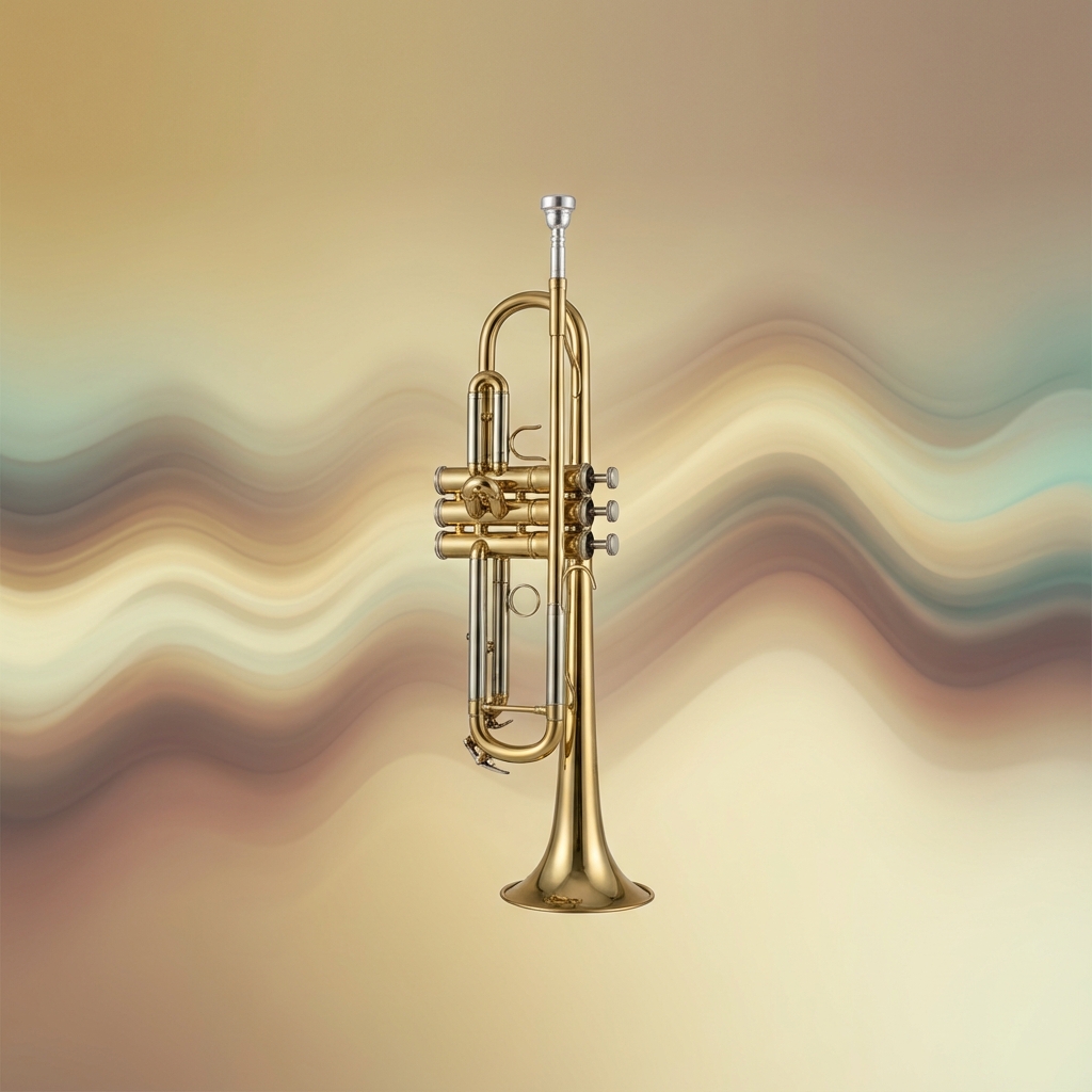 Trumpet on warm minimal gradient background