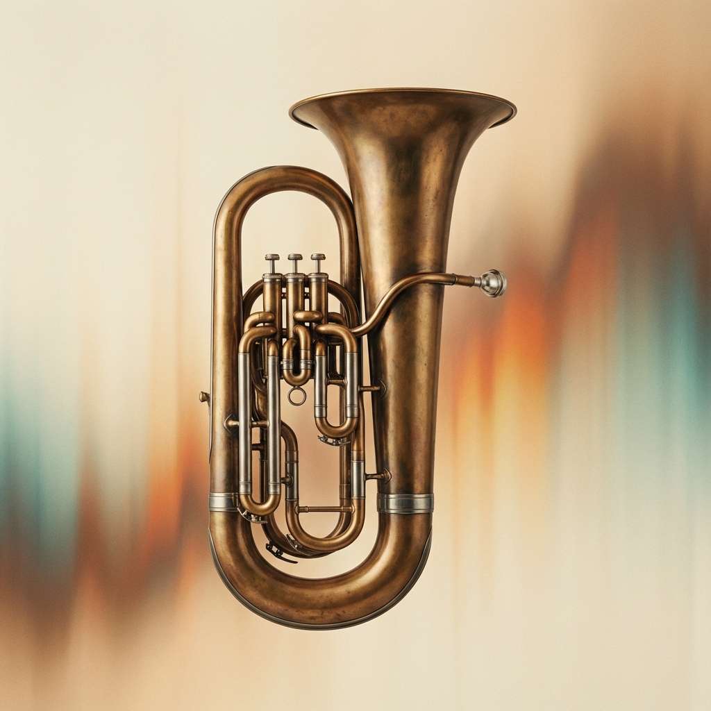 Tuba on warm minimal gradient background