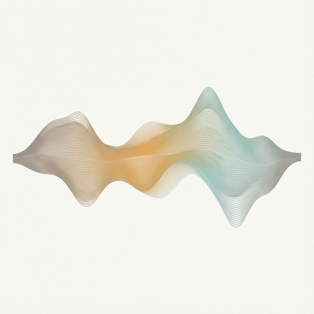Minimal abstract warm spectrogram illustration with soft flowing lines